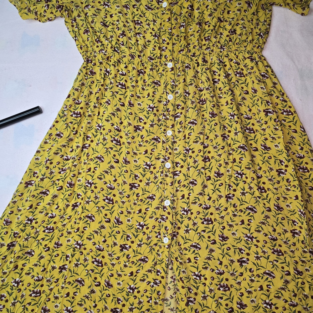 Sunlit Yellow Floral Button-Front Maxi Dress - Picture 3 of 8